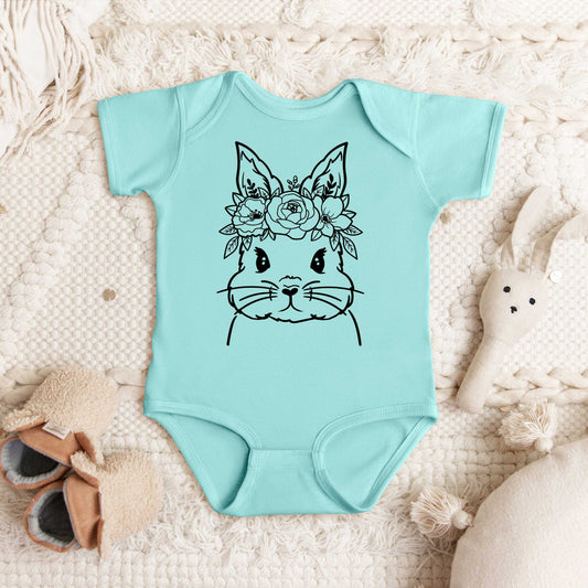 Bunny Face Floral | Baby Graphic Short Sleeve Onesie
