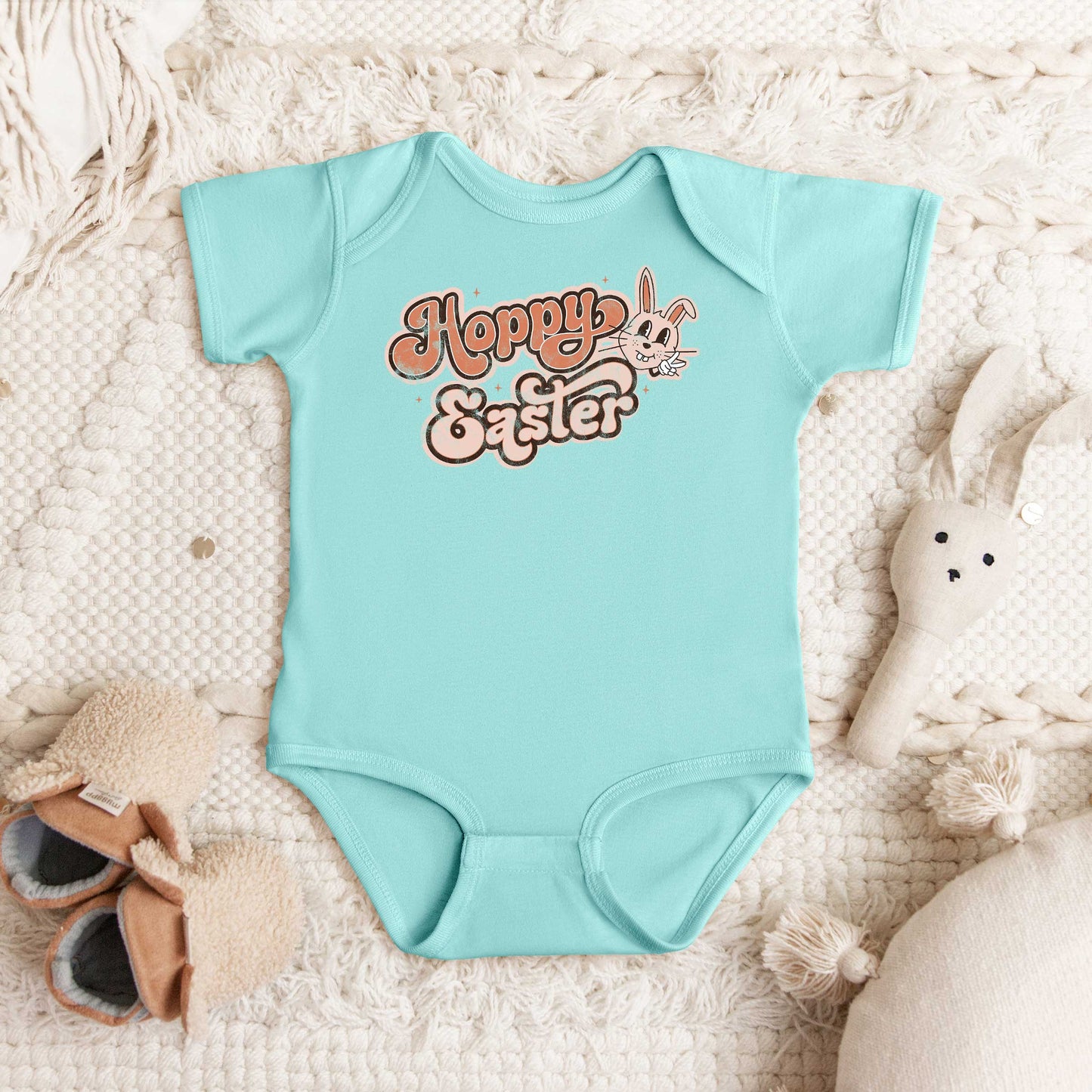 Hoppy Easter Distressed | Baby Graphic Short Sleeve Onesie
