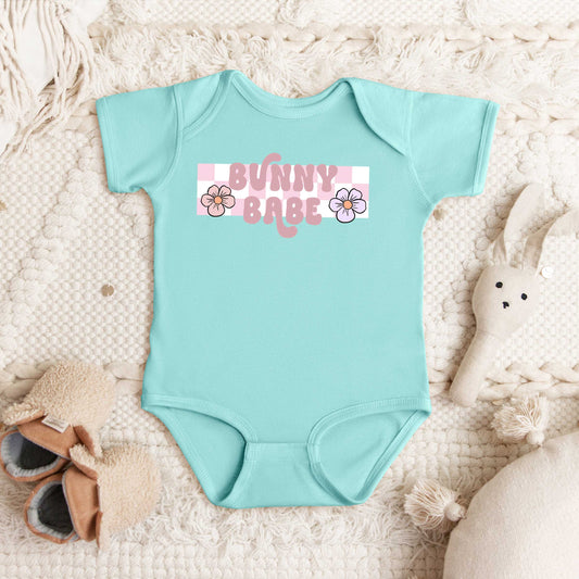 Bunny Babe Flowers | Baby Graphic Short Sleeve Onesie