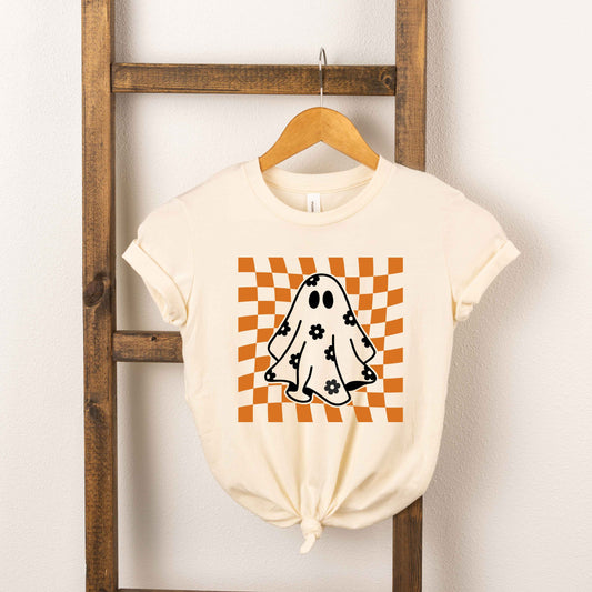 Checkered Flower Ghost | Youth Graphic Short Sleeve Tee