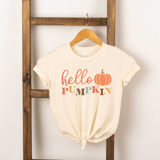 Cursive Hello Pumpkin | Youth Graphic Short Sleeve Tee