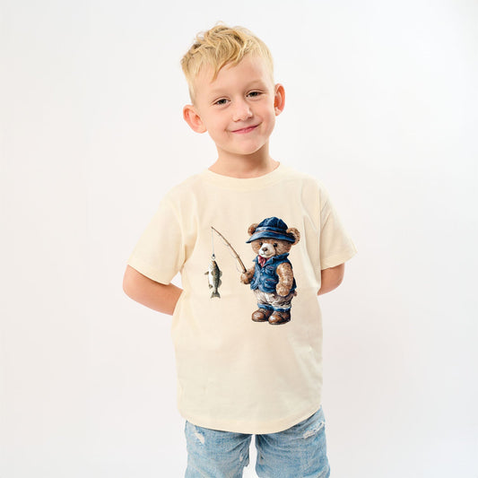Teddy Bear Fisherman | Toddler Graphic Short Sleeve Tee