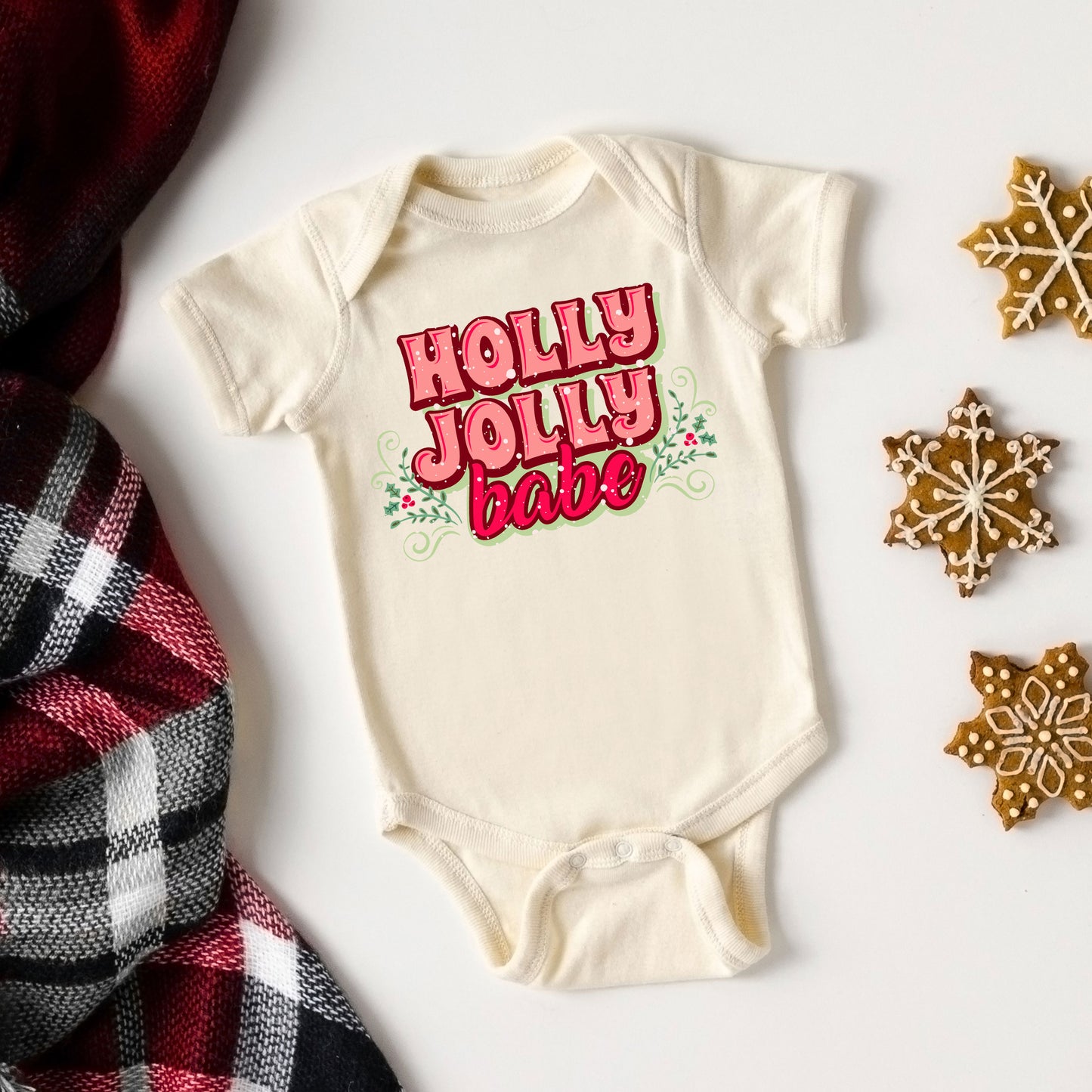 Holly Jolly Babe Stacked | Baby Graphic Short Sleeve Onesie