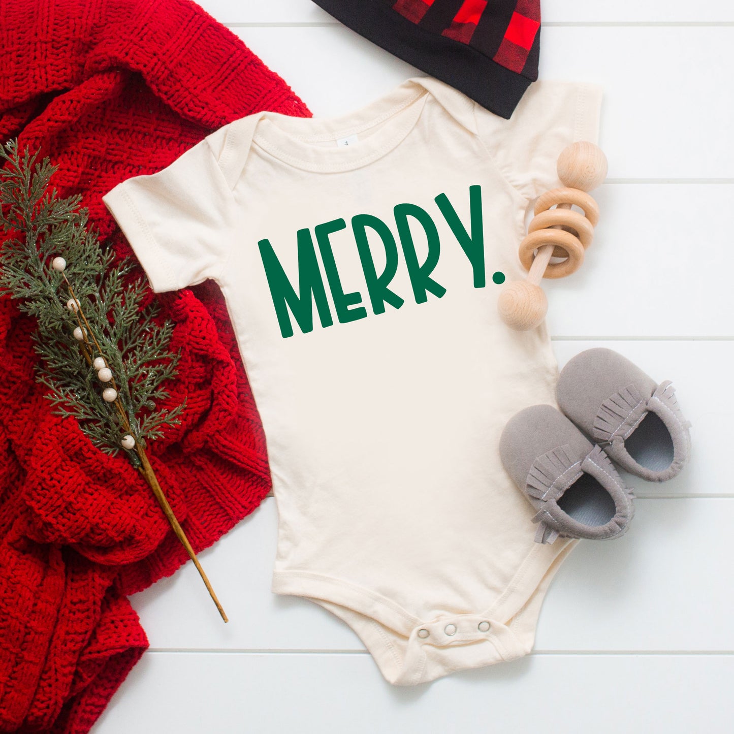 Merry Bold Word | Baby Graphic Short Sleeve Onesie