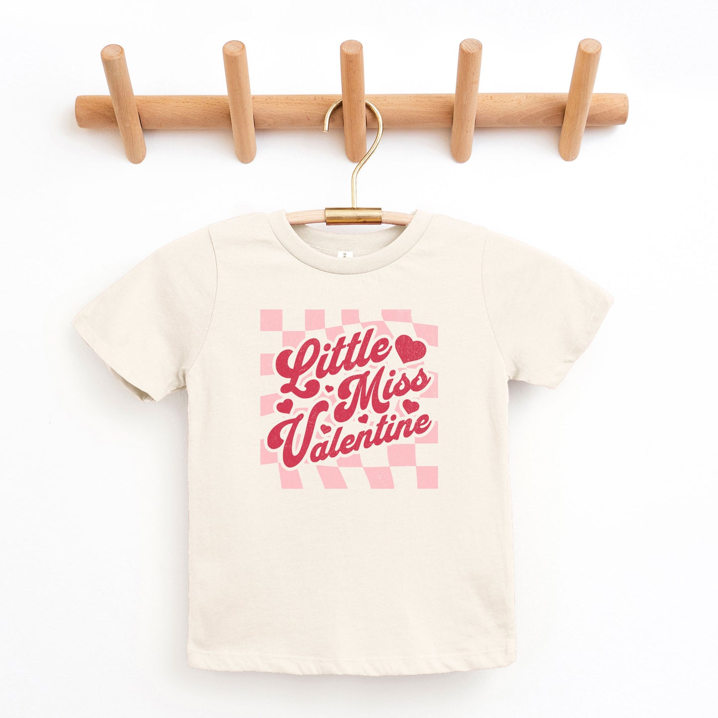 Checkered Little Miss Valentine | Toddler Graphic Short Sleeve Tee