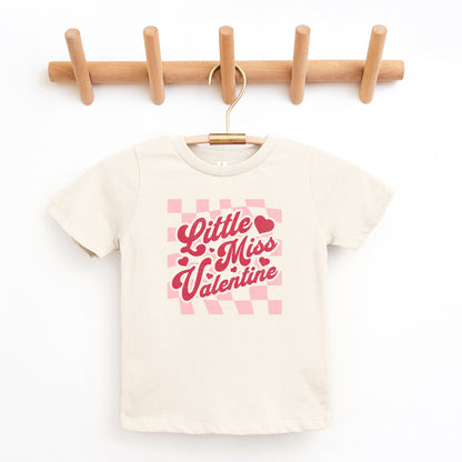 Checkered Little Miss Valentine | Toddler Graphic Short Sleeve Tee