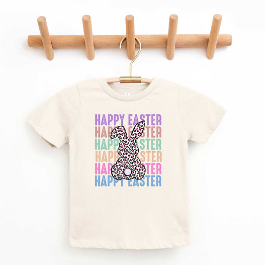 Easter Stacked Leopard Bunny | Toddler Short Sleeve Crew Neck