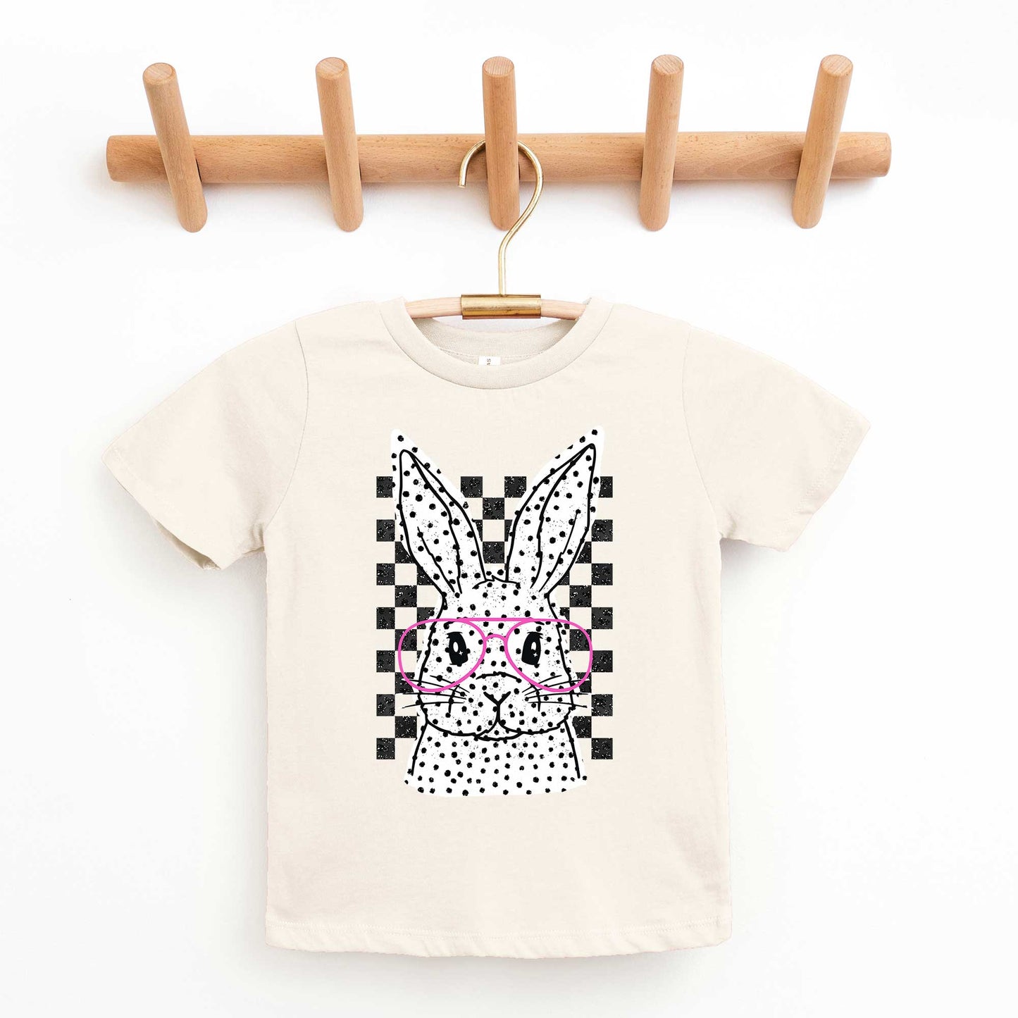 Spotted Bunny With Glasses | Toddler Short Sleeve Crew Neck