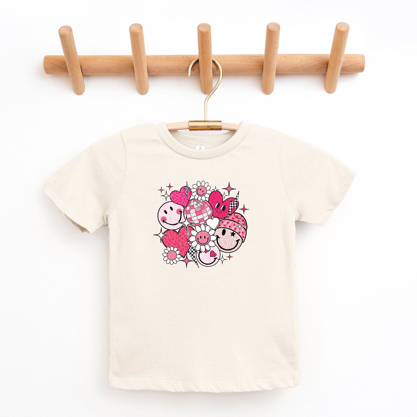 Pink Flower Hearts | Youth Short Sleeve Crew Neck