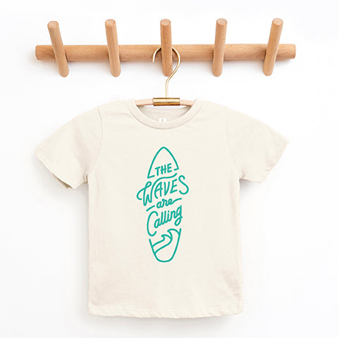 The Waves Are Calling Surf Board | Youth Graphic Short Sleeve Tee