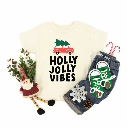 Holly Jolly Vibes Car | Toddler Short Sleeve Crew Neck