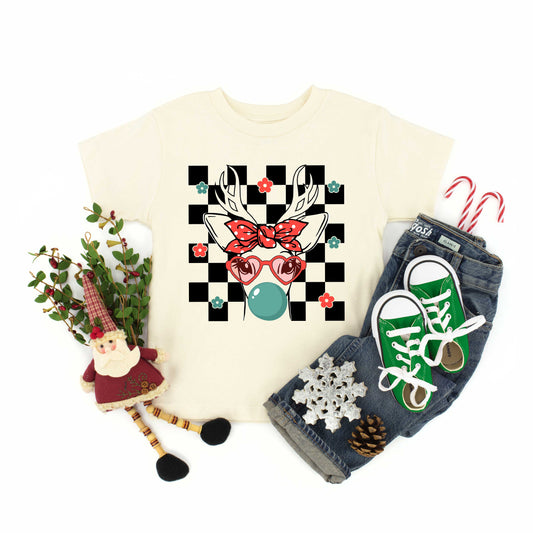 Checkered Reindeer | Toddler Graphic Short Sleeve Tee