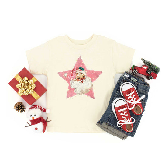 Pink Santa Star | Toddler Graphic Short Sleeve Tee