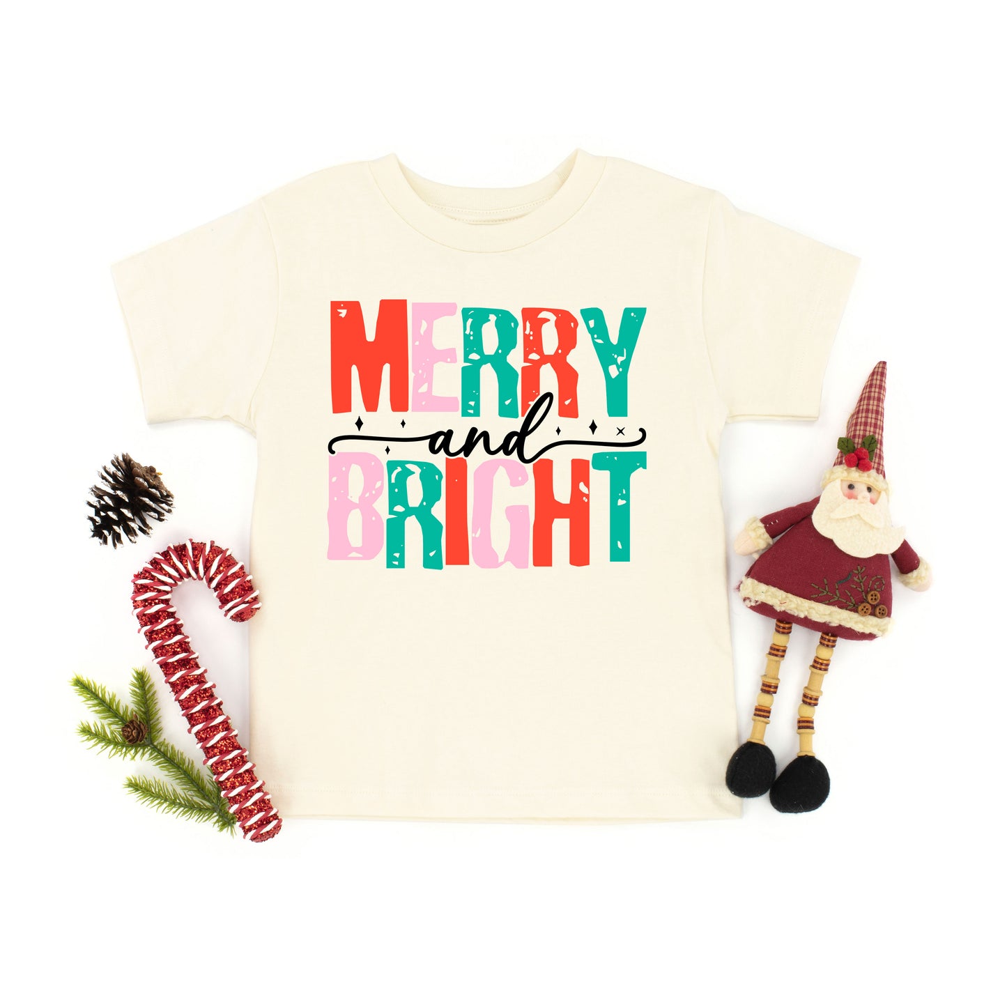 Merry And Bright Colorful | Toddler Graphic Short Sleeve Tee
