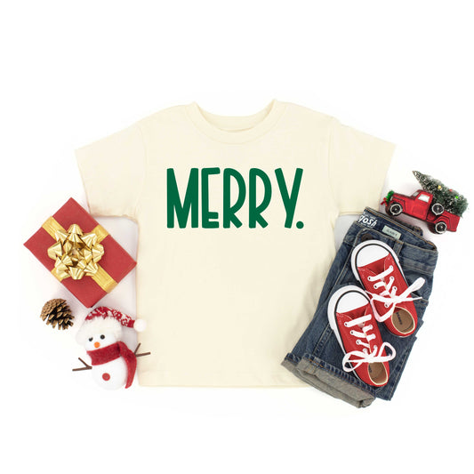 Merry Bold Word | Toddler Graphic Short Sleeve Tee