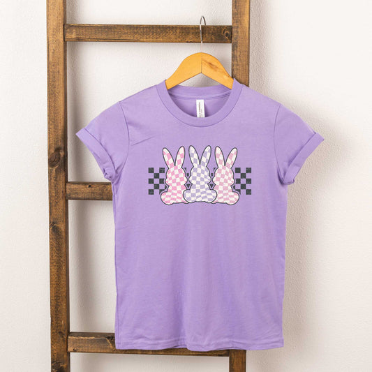 Checkered Triple Bunnies | Youth Short Sleeve Crew Neck
