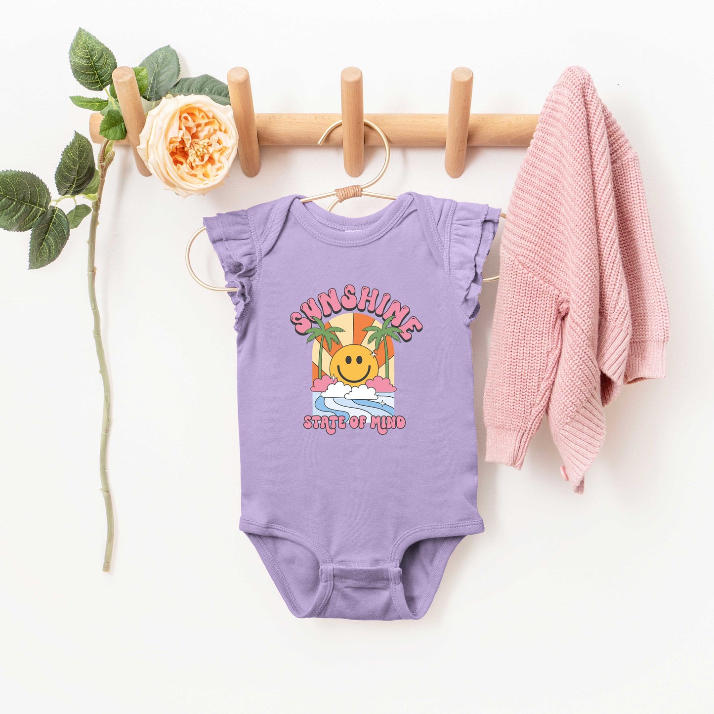 Sunshine State Of Mind Smiley | Baby Graphic Flutter Sleeve Onesie