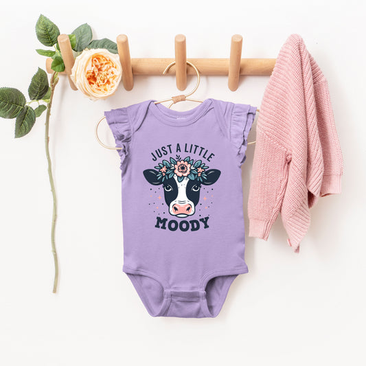 A Little Moody | Baby Graphic Flutter Sleeve Onesie