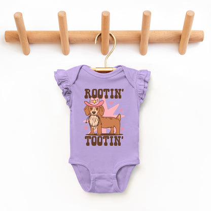 Rootin' Tootin' Dog | Baby Graphic Flutter Sleeve Onesie