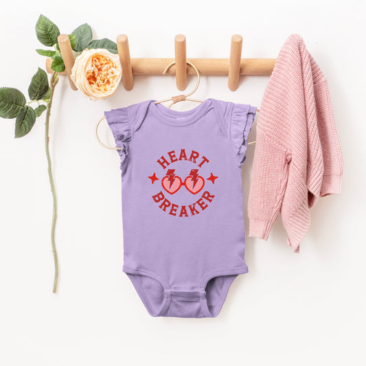 Heart Breaker Sunglasses | Baby Graphic Flutter Sleeve Onesie