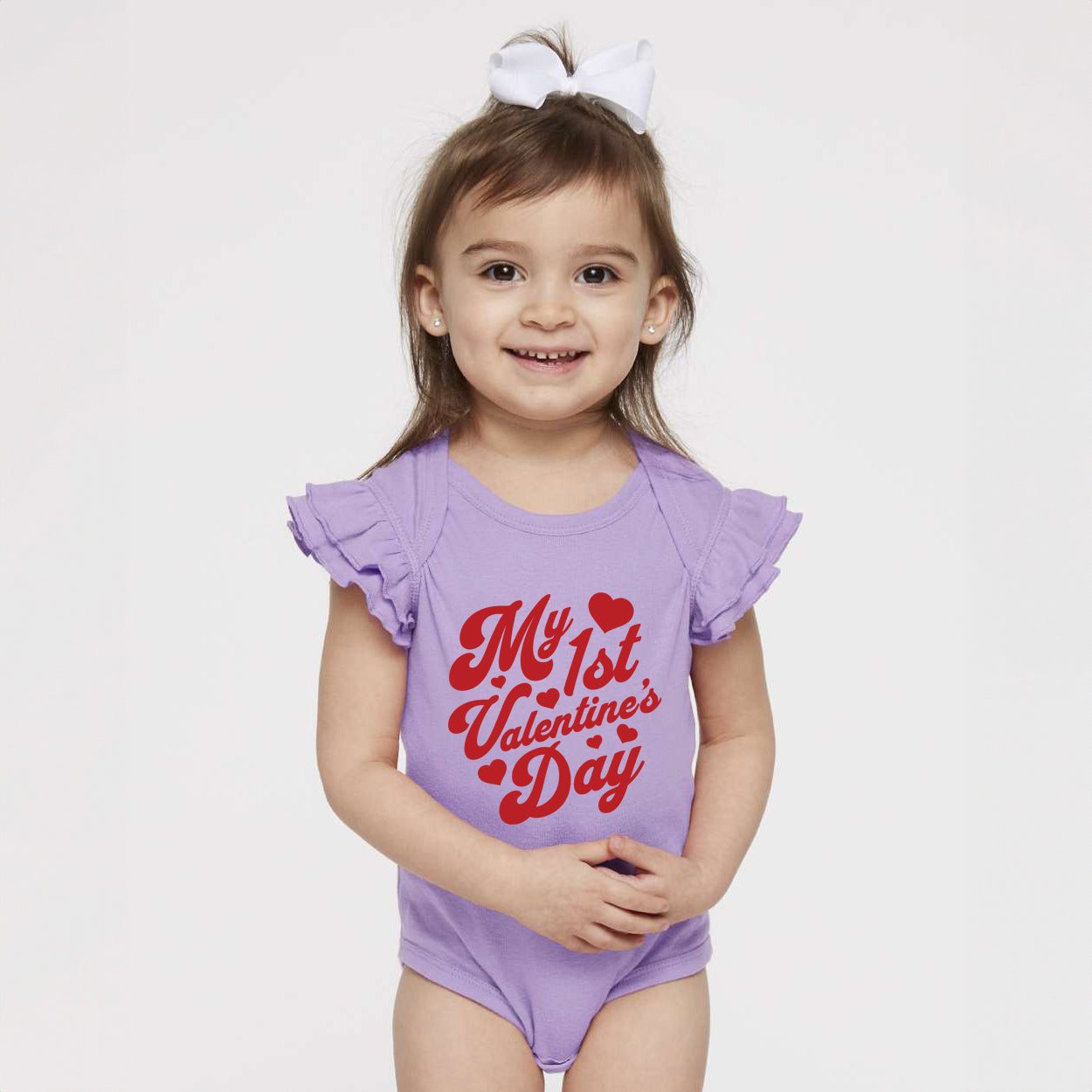 First Valentine's Cursive | Baby Graphic Flutter Sleeve Onesie