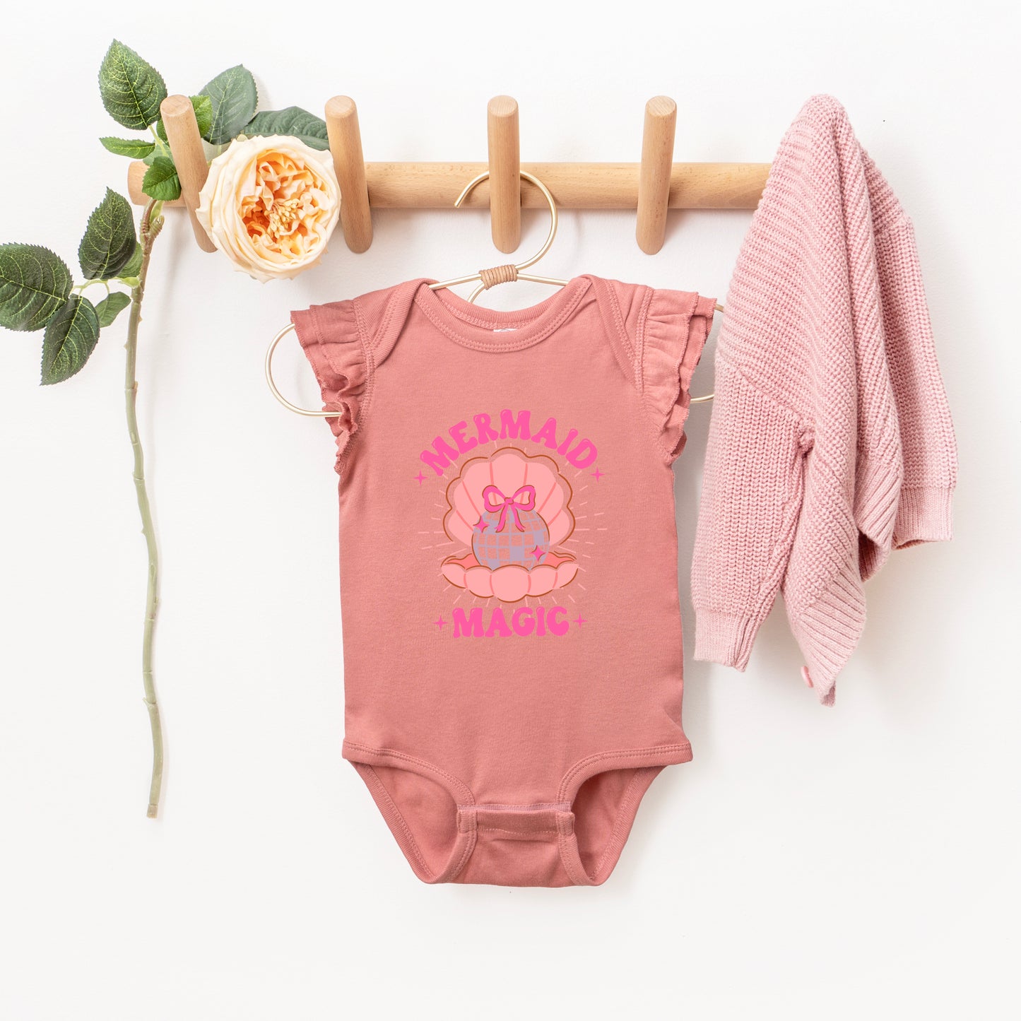 Mermaid Magic | Baby Graphic Flutter Sleeve Onesie