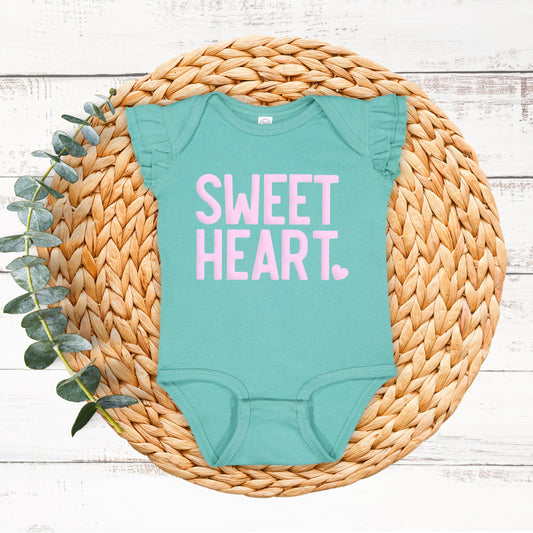 Sweetheart Puff Print | Baby Graphic Flutter Sleeve Onesie