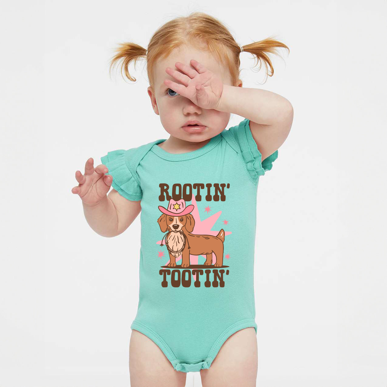 Rootin' Tootin' Dog | Baby Graphic Flutter Sleeve Onesie