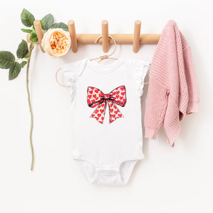 Coquette Hearts | Baby Graphic Flutter Sleeve Onesie