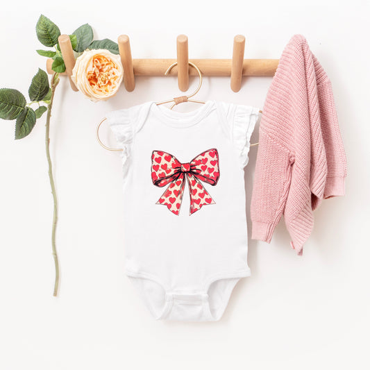 Coquette Hearts | Baby Graphic Flutter Sleeve Onesie