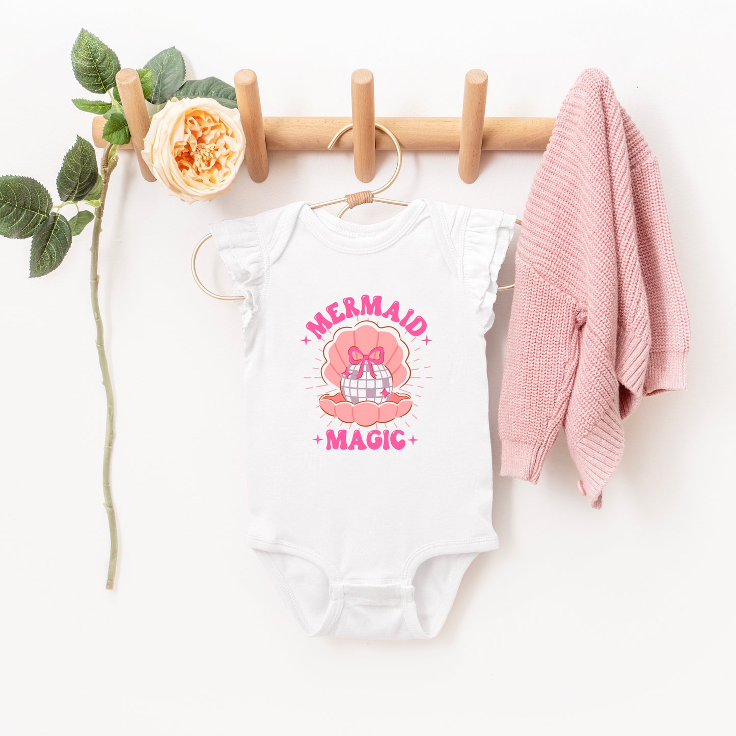 Mermaid Magic | Baby Graphic Flutter Sleeve Onesie