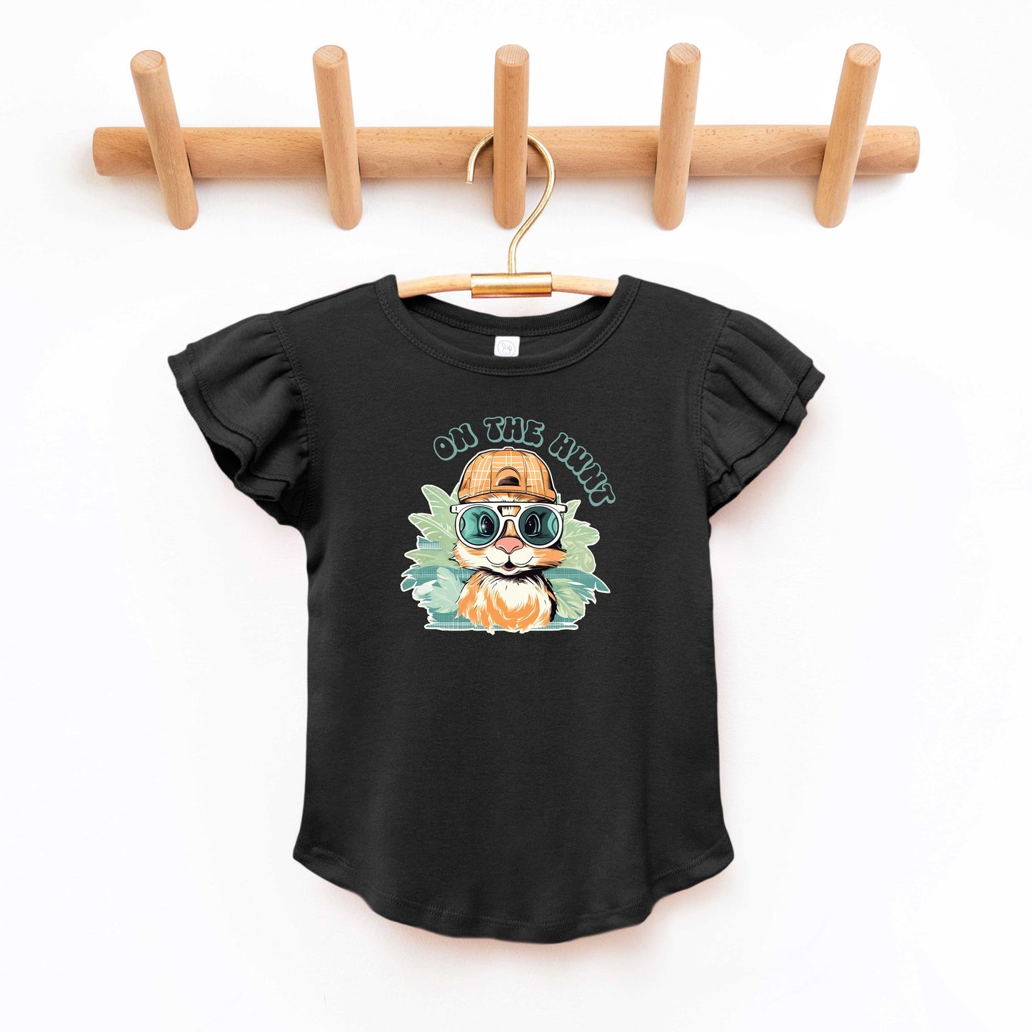 On The Hunt Bunny | Toddler Flutter Sleeve Crew Neck