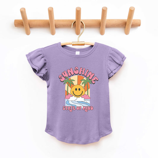 Sunshine State Of Mind Smiley | Toddler Graphic Flutter Sleeve Tee