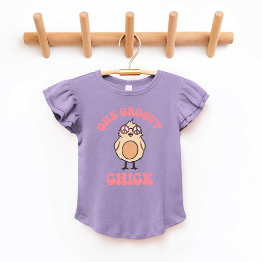 One Groovy Chick | Toddler Flutter Sleeve Crew Neck
