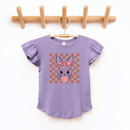 Checkered Bunny | Toddler Flutter Sleeve Crew Neck