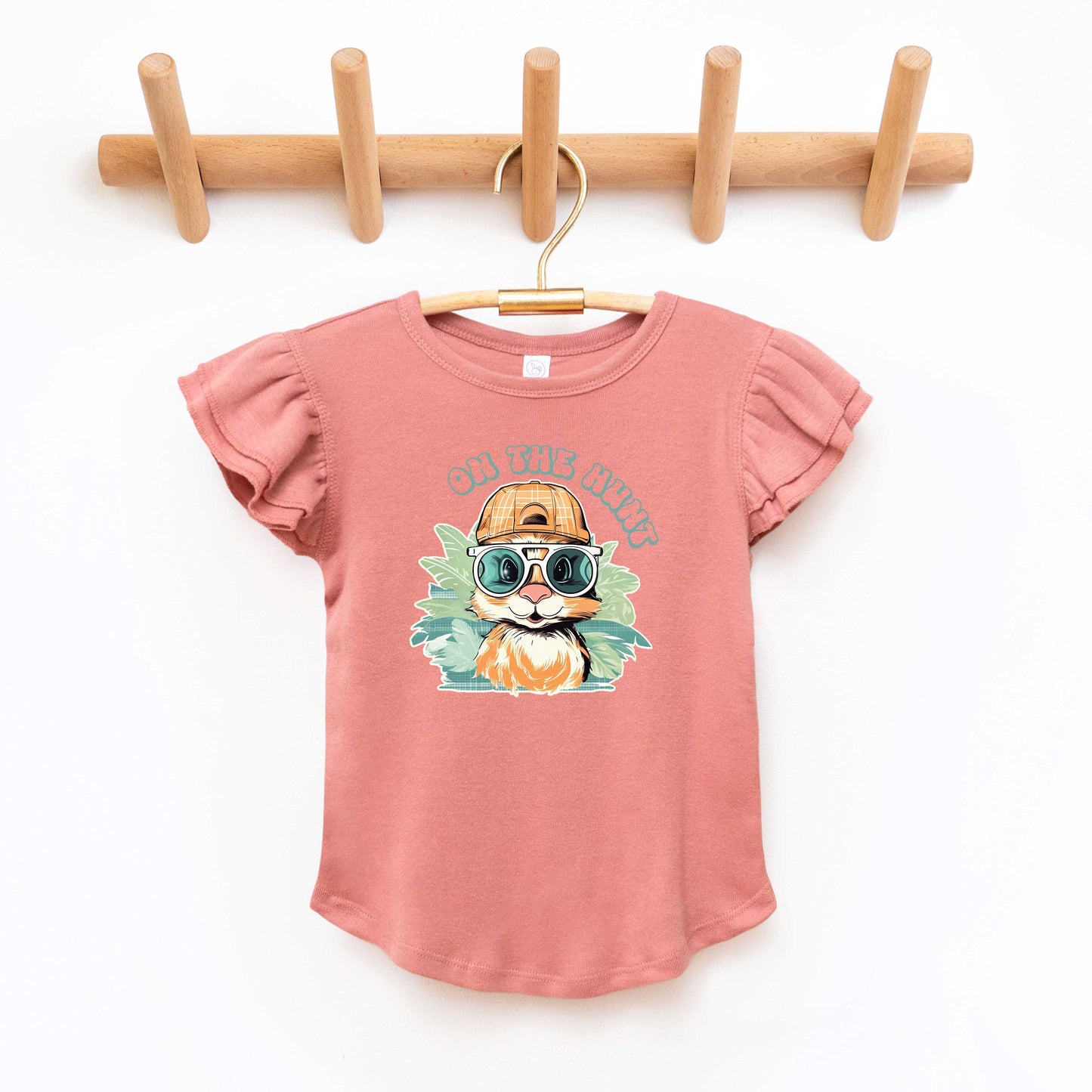 On The Hunt Bunny | Toddler Flutter Sleeve Crew Neck