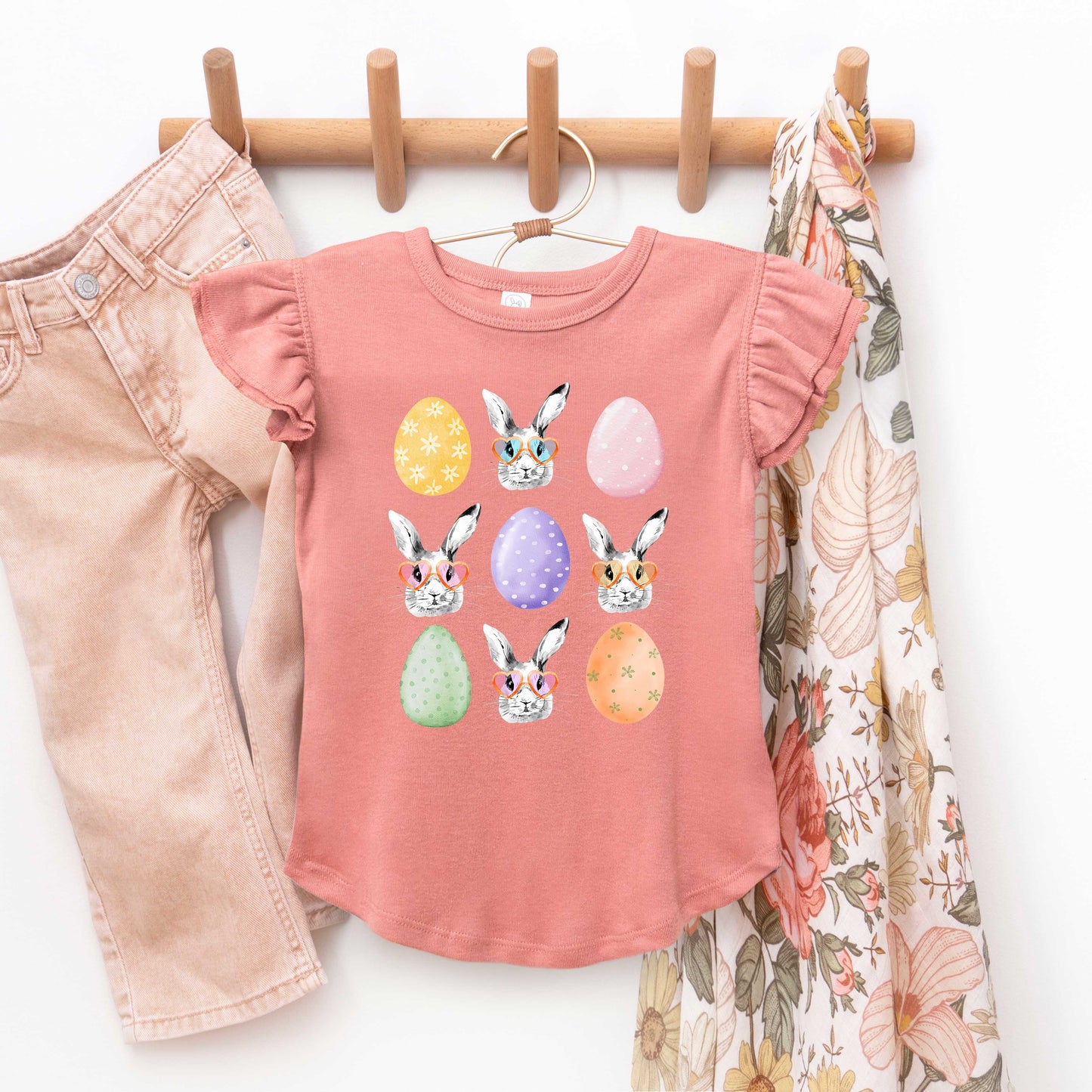 Bunny Egg Easter Chart | Toddler Flutter Sleeve Crew Neck