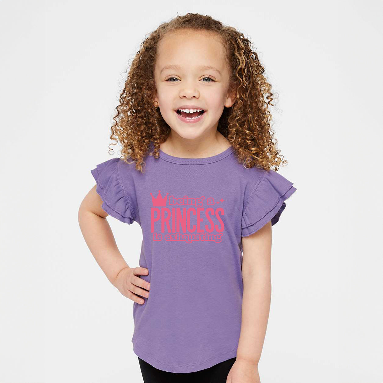 Being A Princess Is Exhausting | Toddler Graphic Flutter Sleeve Tee