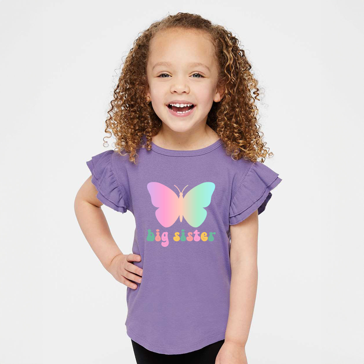 Big Sister Butterfly | Toddler Graphic Flutter Sleeve Tee