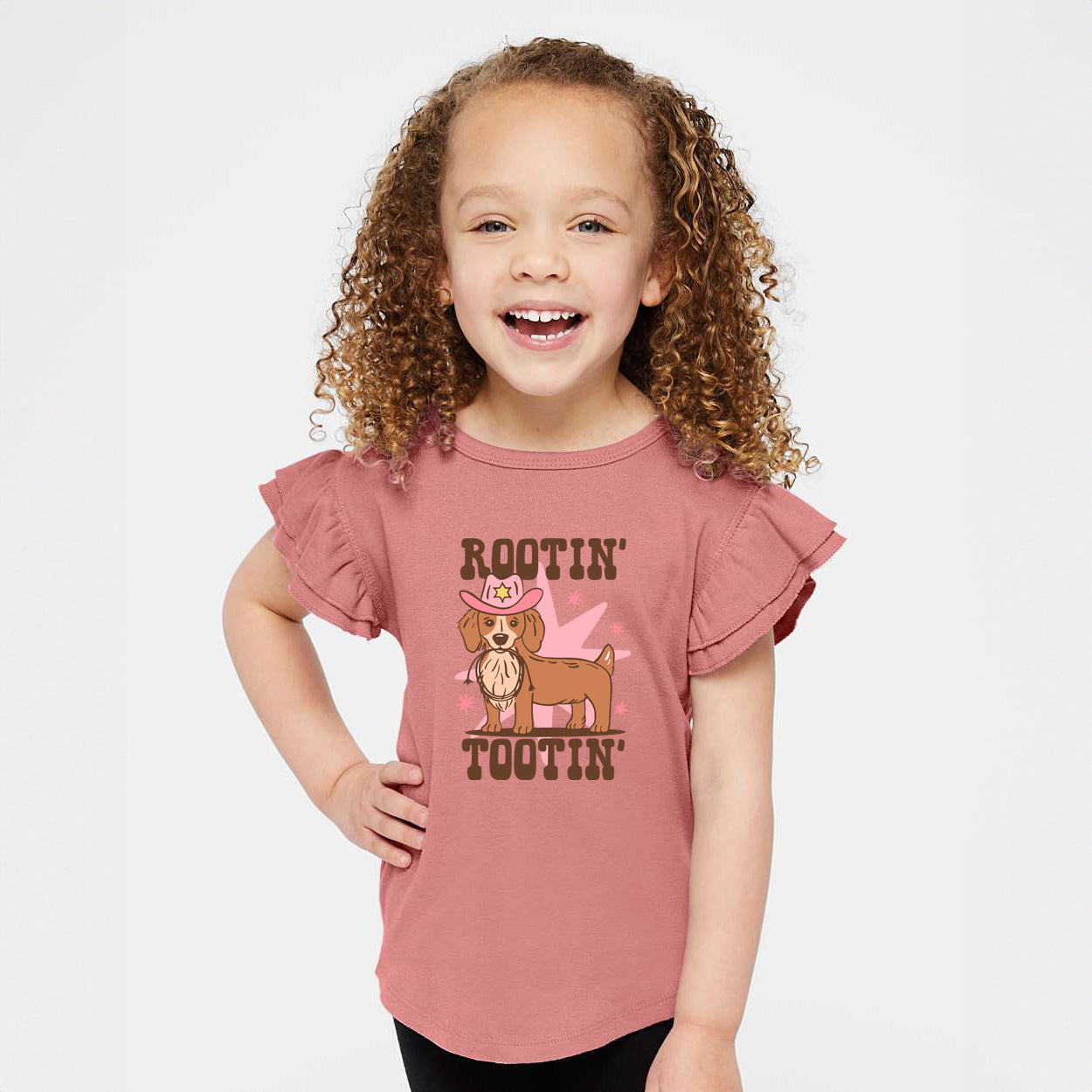 Rootin' Tootin' Dog | Toddler Graphic Flutter Sleeve Tee