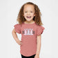 Checkered Triple Bunnies | Toddler Flutter Sleeve Crew Neck