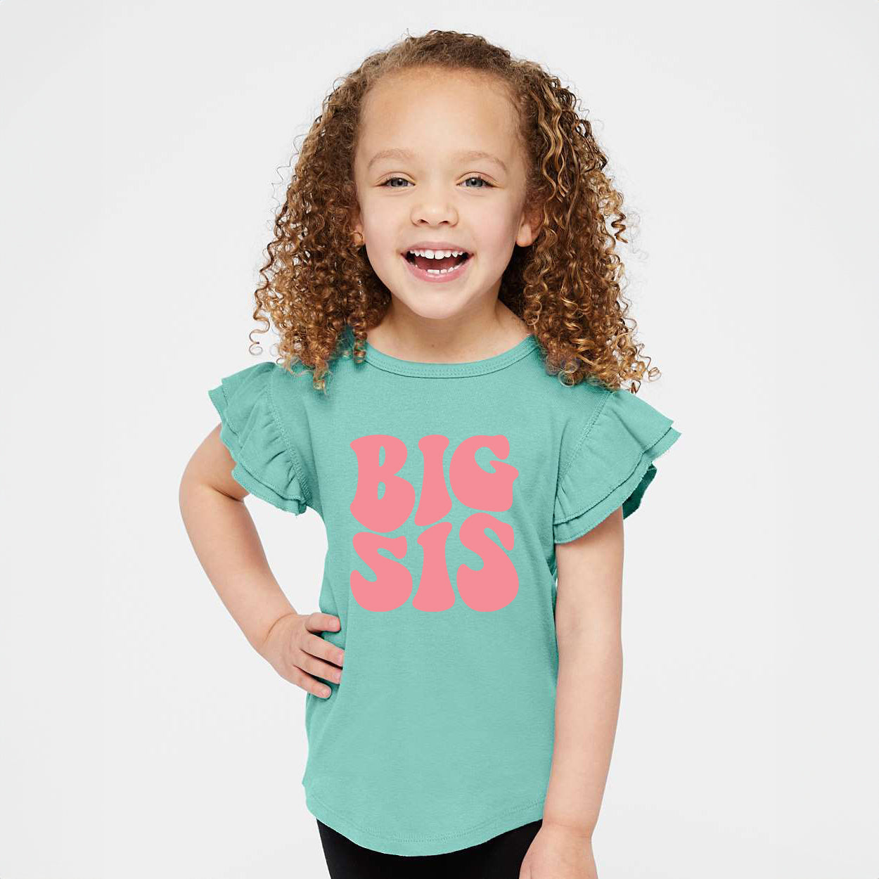 Big Sis Wavy | Toddler Graphic Flutter Sleeve Tee