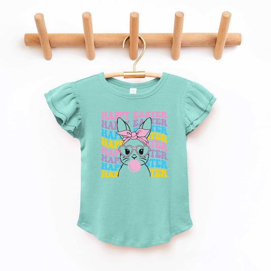 Groovy Easter Bunny | Toddler Flutter Sleeve Crew Neck