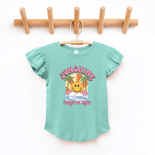 Sunshine State Of Mind Smiley | Toddler Graphic Flutter Sleeve Tee