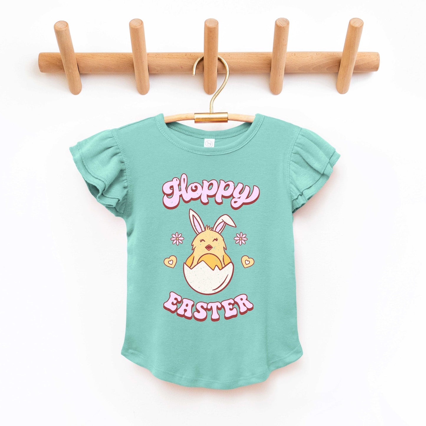 Hoppy Easter Chick Colorful | Toddler Flutter Sleeve Crew Neck