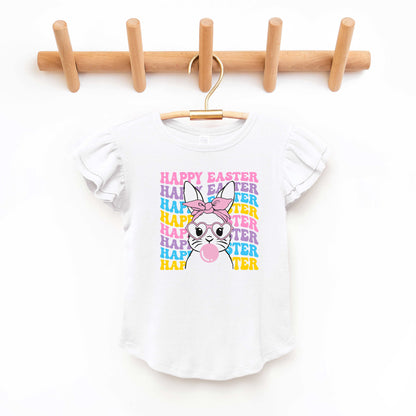 Groovy Easter Bunny | Toddler Flutter Sleeve Crew Neck