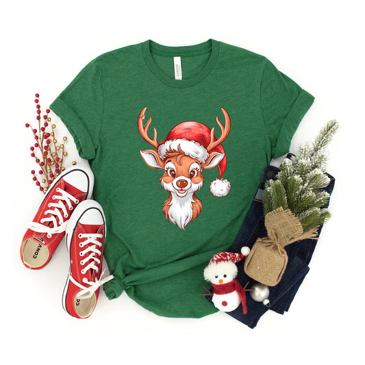 Cute Reindeer Head | Youth Graphic Short Sleeve Tee