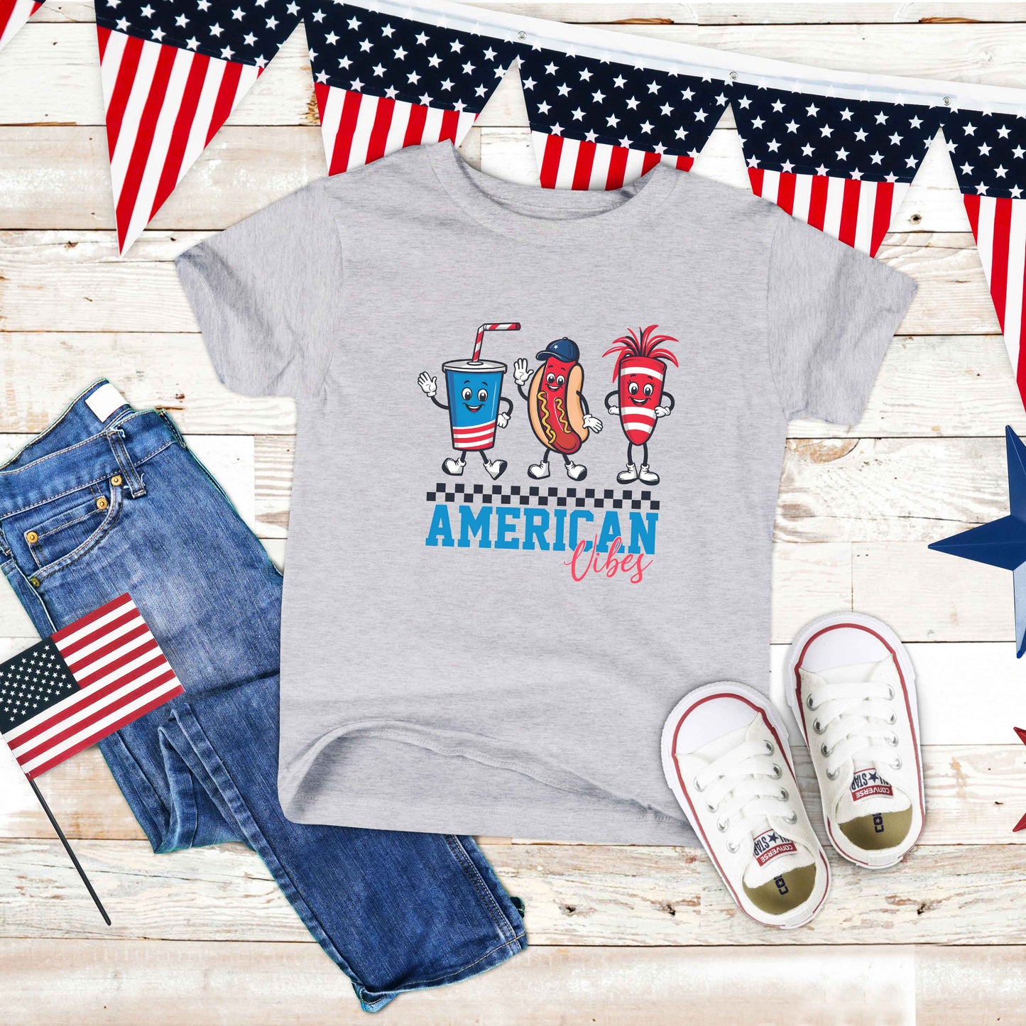 American Vibes Hot Dog | Toddler Graphic Short Sleeve Tee