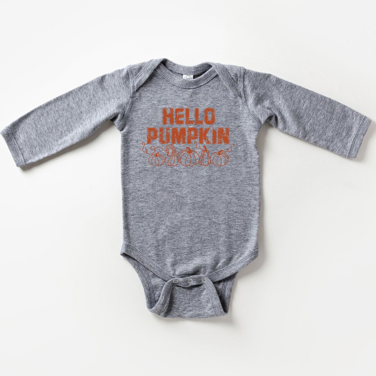 Hello Pumpkin Distressed | Baby Graphic Long Sleeve Onesie