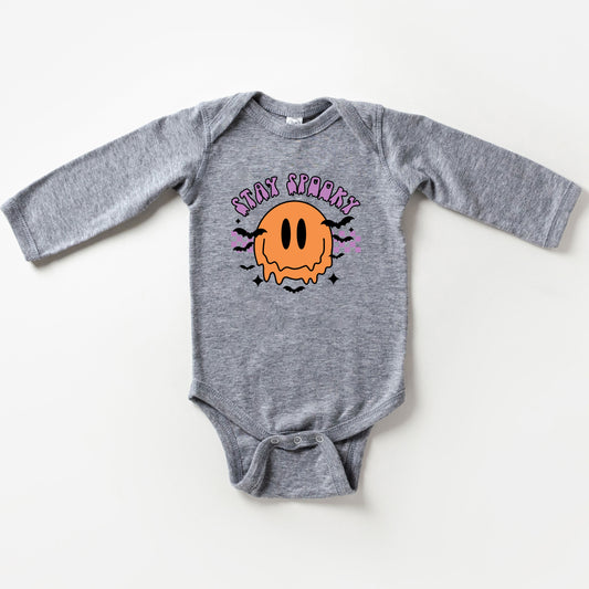 Stay Spooky Smiley Bats | Baby Graphic Long Sleeve Onesie